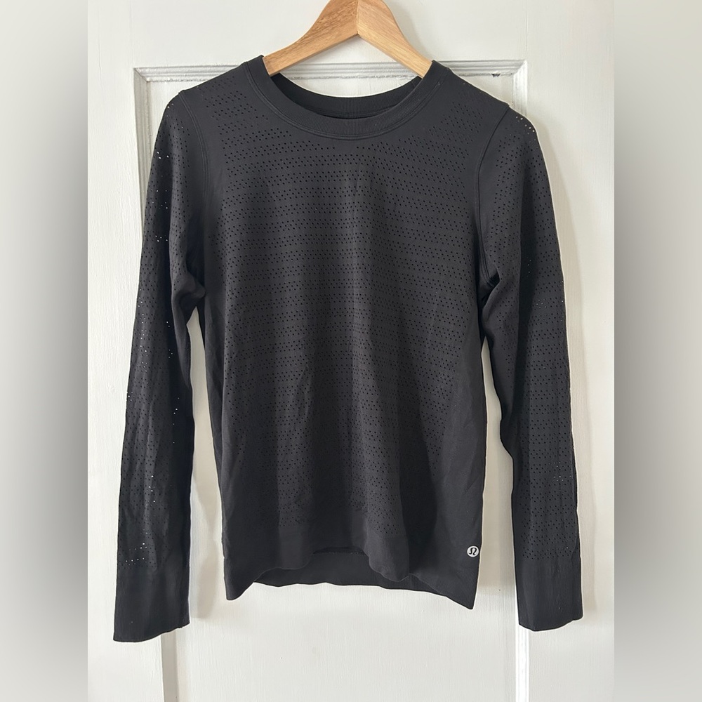 Lululemon Athletica Black Long Sleeve Tee Textured Knit